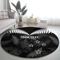 Custom New Zealand Silver Fern Football Round Carpet Go Aotearoa Grunge Black LT14 - Polynesian Pride