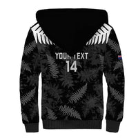 Custom New Zealand Silver Fern Football Sherpa Hoodie Go Aotearoa Grunge Black LT14 - Polynesian Pride