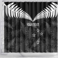 Custom New Zealand Silver Fern Football Shower Curtain Go Aotearoa Grunge Black LT14 - Polynesian Pride