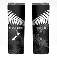 Custom New Zealand Silver Fern Football Skinny Tumbler Go Aotearoa Grunge Black LT14 Black - Polynesian Pride
