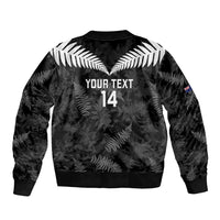 Custom New Zealand Silver Fern Football Sleeve Zip Bomber Jacket Go Aotearoa Grunge Black LT14 - Polynesian Pride