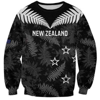 Custom New Zealand Silver Fern Football Sweatshirt Go Aotearoa Grunge Black LT14 Unisex Black - Polynesian Pride