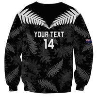 Custom New Zealand Silver Fern Football Sweatshirt Go Aotearoa Grunge Black LT14 - Polynesian Pride