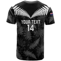 Custom New Zealand Silver Fern Football T Shirt Go Aotearoa Grunge Black LT14 - Polynesian Pride