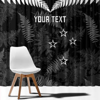 Custom New Zealand Silver Fern Football Window Curtain Go Aotearoa Grunge Black LT14 - Polynesian Pride