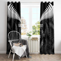 Custom New Zealand Silver Fern Football Window Curtain Go Aotearoa Grunge Black LT14 - Polynesian Pride