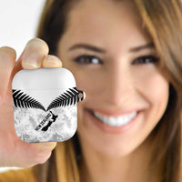 Custom New Zealand Silver Fern Football AirPods Case Go Aotearoa Grunge White LT14 - Polynesian Pride