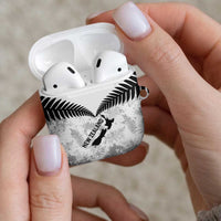 Custom New Zealand Silver Fern Football AirPods Case Go Aotearoa Grunge White LT14 - Polynesian Pride