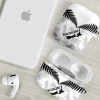 Custom New Zealand Silver Fern Football AirPods Case Go Aotearoa Grunge White LT14 - Polynesian Pride
