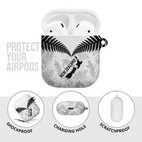 Custom New Zealand Silver Fern Football AirPods Case Go Aotearoa Grunge White LT14 - Polynesian Pride