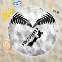 Custom New Zealand Silver Fern Football Beach Blanket Go Aotearoa Grunge White LT14 One Size 150cm White - Polynesian Pride