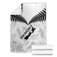 Custom New Zealand Silver Fern Football Blanket Go Aotearoa Grunge White LT14 - Polynesian Pride