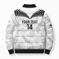 Custom New Zealand Silver Fern Football Bomber Puffer Jacket Go Aotearoa Grunge White - Polynesian Pride