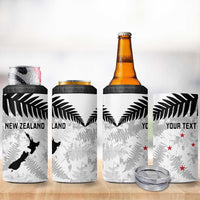 Custom New Zealand Silver Fern Football 4 in 1 Can Cooler Tumbler Go Aotearoa Grunge White LT14 - Polynesian Pride