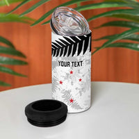 Custom New Zealand Silver Fern Football 4 in 1 Can Cooler Tumbler Go Aotearoa Grunge White LT14 - Polynesian Pride