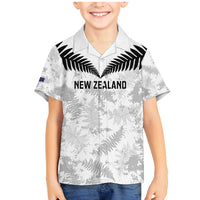 Custom New Zealand Silver Fern Football Family Matching Mermaid Dress and Hawaiian Shirt Go Aotearoa Grunge White LT14 Son's Shirt White - Polynesian Pride