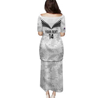 Custom New Zealand Silver Fern Football Family Matching Puletasi and Hawaiian Shirt Go Aotearoa Grunge White LT14 - Polynesian Pride