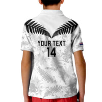 Custom New Zealand Silver Fern Football Kid Polo Shirt Go Aotearoa Grunge White LT14 - Polynesian Pride