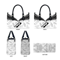Custom New Zealand Silver Fern Football Leather Bag Go Aotearoa Grunge White - Polynesian Pride