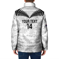 Custom New Zealand Silver Fern Football Padded Jacket Go Aotearoa Grunge White LT14 - Polynesian Pride