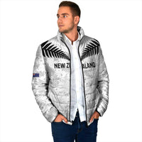 Custom New Zealand Silver Fern Football Padded Jacket Go Aotearoa Grunge White LT14 - Polynesian Pride