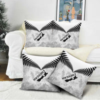 Custom New Zealand Silver Fern Football Pillow Cover Go Aotearoa Grunge White - Polynesian Pride