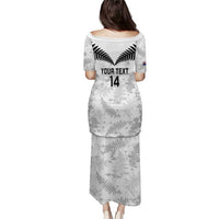 Custom New Zealand Silver Fern Football Puletasi Go Aotearoa Grunge White LT14 - Polynesian Pride