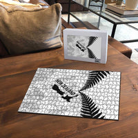 Custom New Zealand Silver Fern Football Puzzle Go Aotearoa Grunge White LT14 - Polynesian Pride