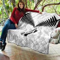 Custom New Zealand Silver Fern Football Quilt Go Aotearoa Grunge White LT14 - Polynesian Pride