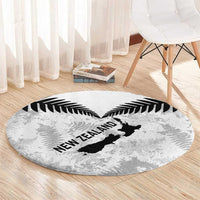 Custom New Zealand Silver Fern Football Round Carpet Go Aotearoa Grunge White LT14 - Polynesian Pride