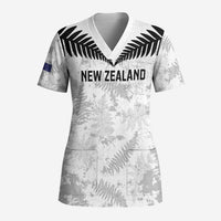 Custom New Zealand Silver Fern Football Scrub Top Go Aotearoa Grunge White LT14 Adult White - Polynesian Pride