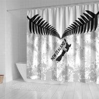 Custom New Zealand Silver Fern Football Shower Curtain Go Aotearoa Grunge White LT14 - Polynesian Pride