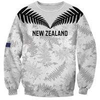 Custom New Zealand Silver Fern Football Sweatshirt Go Aotearoa Grunge White LT14 Unisex White - Polynesian Pride