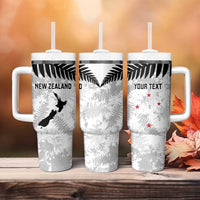 Custom New Zealand Silver Fern Football Tumbler With Handle Go Aotearoa Grunge White LT14 - Polynesian Pride