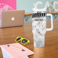 Custom New Zealand Silver Fern Football Tumbler With Handle Go Aotearoa Grunge White LT14 - Polynesian Pride