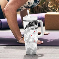 Custom New Zealand Silver Fern Football Tumbler With Handle Go Aotearoa Grunge White LT14 - Polynesian Pride