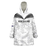 Custom New Zealand Silver Fern Football Wearable Blanket Hoodie Go Aotearoa Grunge White LT14 One Size White - Polynesian Pride