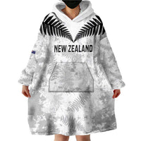 Custom New Zealand Silver Fern Football Wearable Blanket Hoodie Go Aotearoa Grunge White LT14 - Polynesian Pride