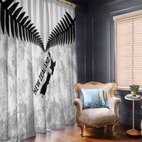 Custom New Zealand Silver Fern Football Window Curtain Go Aotearoa Grunge White LT14 - Polynesian Pride
