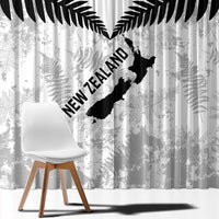 Custom New Zealand Silver Fern Football Window Curtain Go Aotearoa Grunge White LT14 - Polynesian Pride