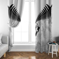 Custom New Zealand Silver Fern Football Window Curtain Go Aotearoa Grunge White LT14 - Polynesian Pride