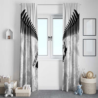 Custom New Zealand Silver Fern Football Window Curtain Go Aotearoa Grunge White LT14 - Polynesian Pride