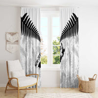 Custom New Zealand Silver Fern Football Window Curtain Go Aotearoa Grunge White LT14 - Polynesian Pride