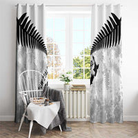 Custom New Zealand Silver Fern Football Window Curtain Go Aotearoa Grunge White LT14 - Polynesian Pride