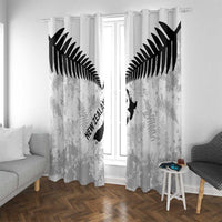 Custom New Zealand Silver Fern Football Window Curtain Go Aotearoa Grunge White LT14 With Grommets White - Polynesian Pride