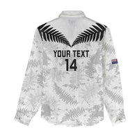 Custom New Zealand Silver Fern Football Women Casual Shirt Go Aotearoa Grunge White - Polynesian Pride