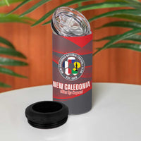 Custom New Caledonia Football 4 in 1 Can Cooler Tumbler Allez Les Cagous Grey Version LT14 - Polynesian Pride