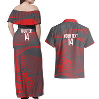 Custom New Caledonia Football Couples Matching Off Shoulder Maxi Dress and Hawaiian Shirt Allez Les Cagous Grey Version LT14 - Polynesian Pride