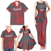 Custom New Caledonia Football Family Matching Tank Maxi Dress and Hawaiian Shirt Allez Les Cagous Grey Version LT14 - Polynesian Pride