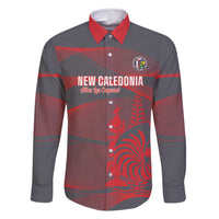 Custom New Caledonia Football Family Matching Tank Maxi Dress and Hawaiian Shirt Allez Les Cagous Grey Version LT14 Dad's Shirt - Long Sleeve Grey - Polynesian Pride